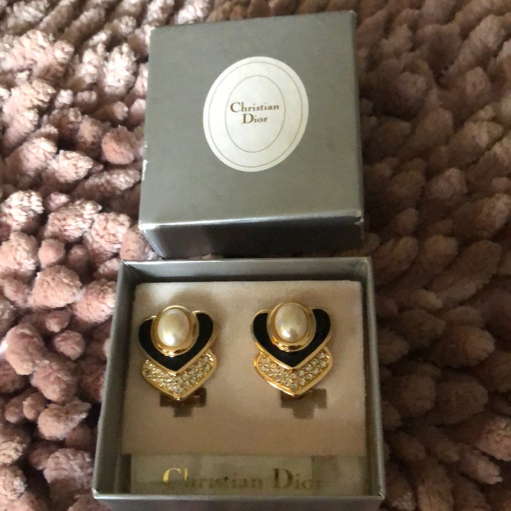 Vintage Dior Gold & Black Faux Pearl